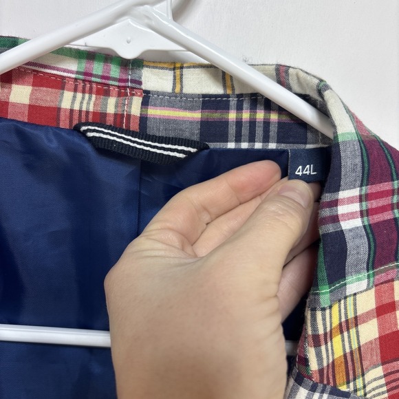 Nautica Mens Madras Patchwork  Brielle Blazer Jacket Size 44L Cotton Preppy - Picture 7 of 13